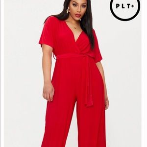 Pretty Little Thing Plus Red Jumpsuit